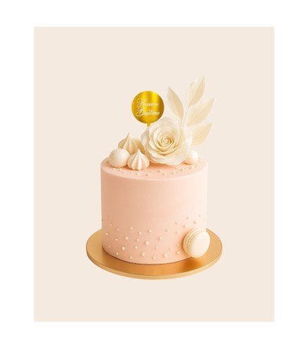 Cake Topper gravé - Heureux Baptême - 8 cm