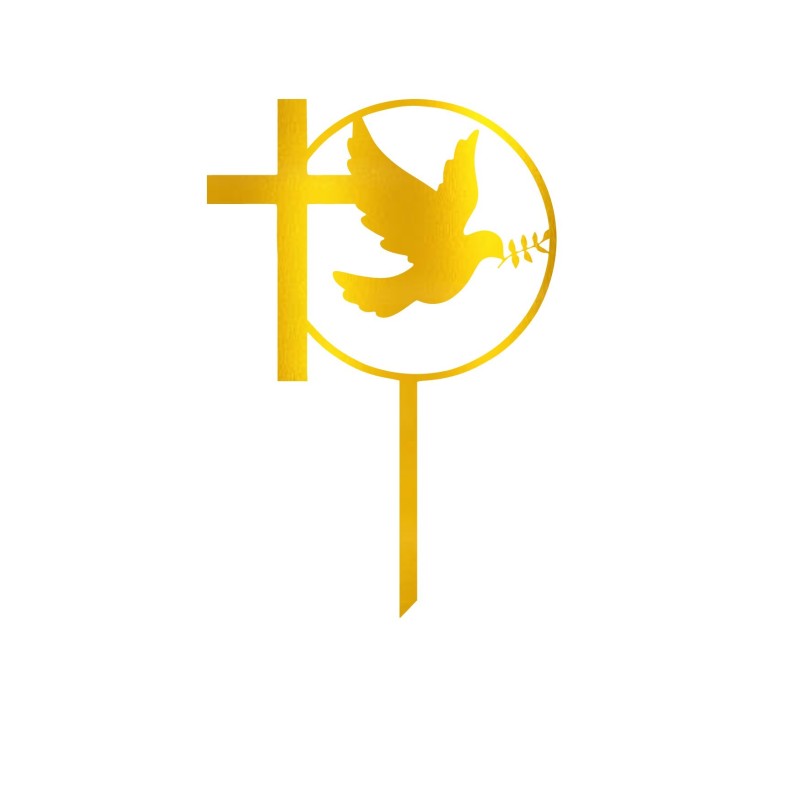 Cake Topper - Cercle Croix + Colombe