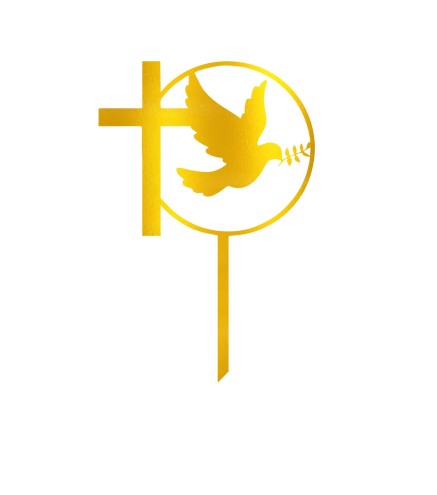 Cake Topper - Cercle Croix + Colombe