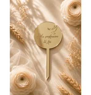 Cake Topper gravé - Profession de foi - 8 cm