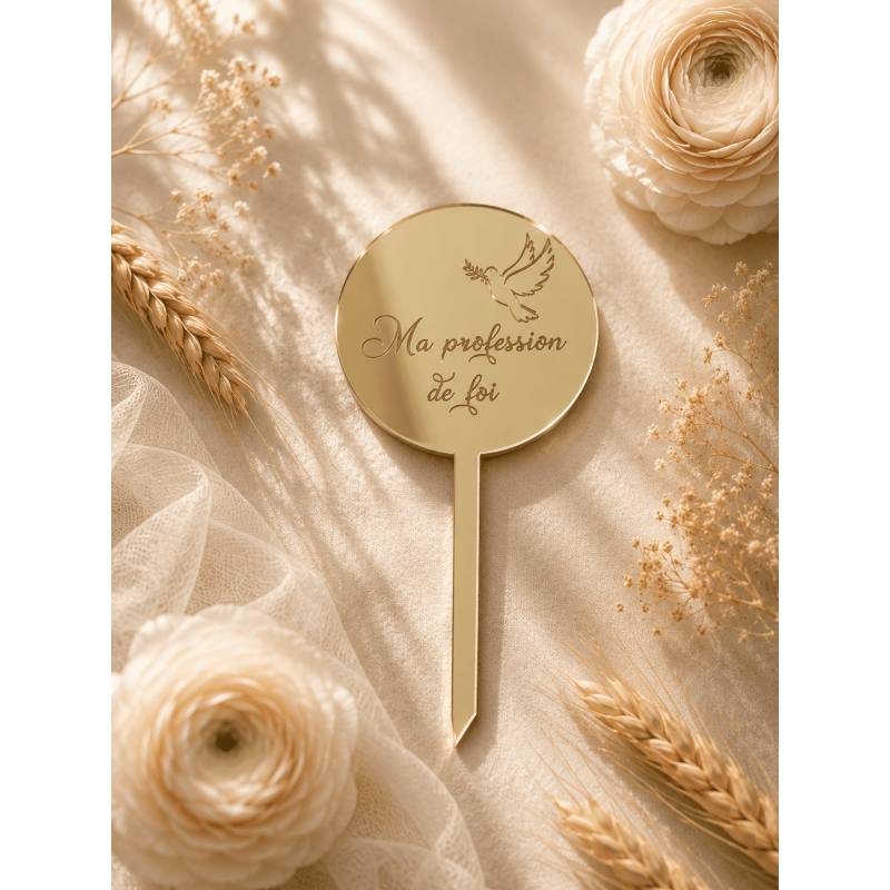 Cake Topper gravé - Profession de foi - 8 cm Cake Topper gravé - Profession de foi - 8 cm
