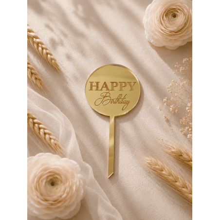 Cake Topper gravé - Happy Birthday