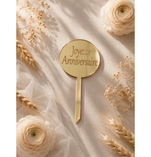Cake Topper gravé - Joyeux Anniversaire