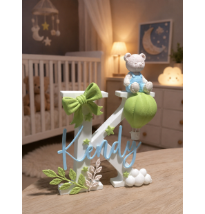 Prénom 3D - Vert pomme / Bleu