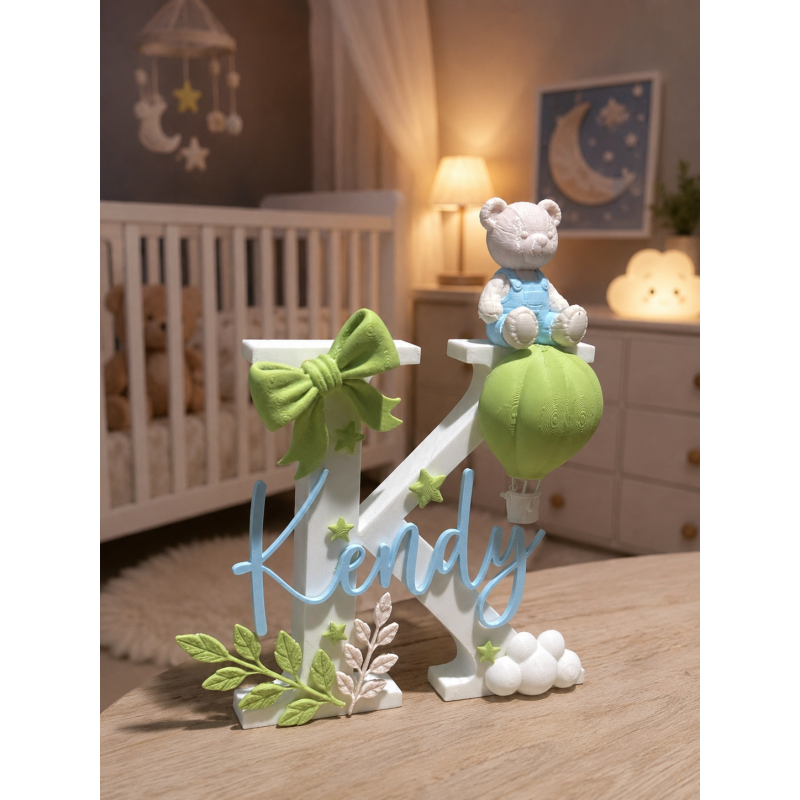 Prénom 3D - Vert pomme / Bleu Prénom 3D - Vert pomme / Bleu