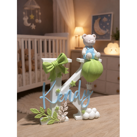 Prénom 3D - Vert pomme / Bleu