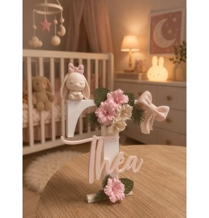 copie de Prénom 3D - Rose / Lapin / Hibiscus