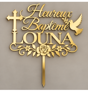 Cake Topper - Baptême Fille