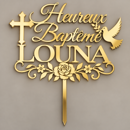 Cake Topper - Baptême Fille