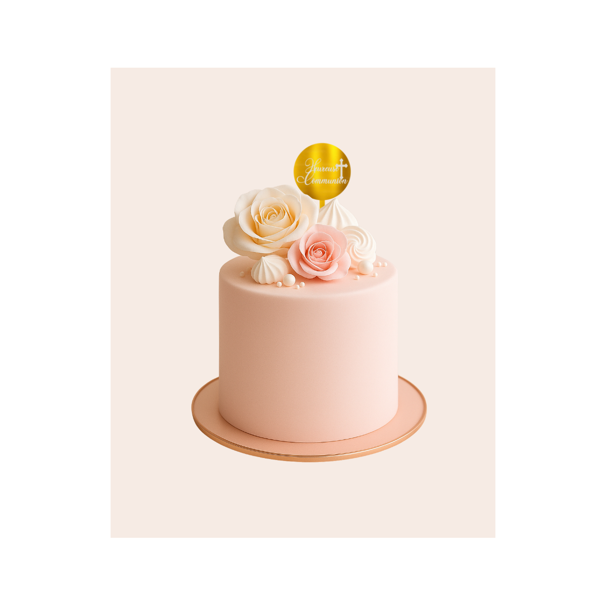 Cake Topper gravé- Heureuse Communion - 8 cm Cake Topper gravé- Heureuse Communion - 8 cm