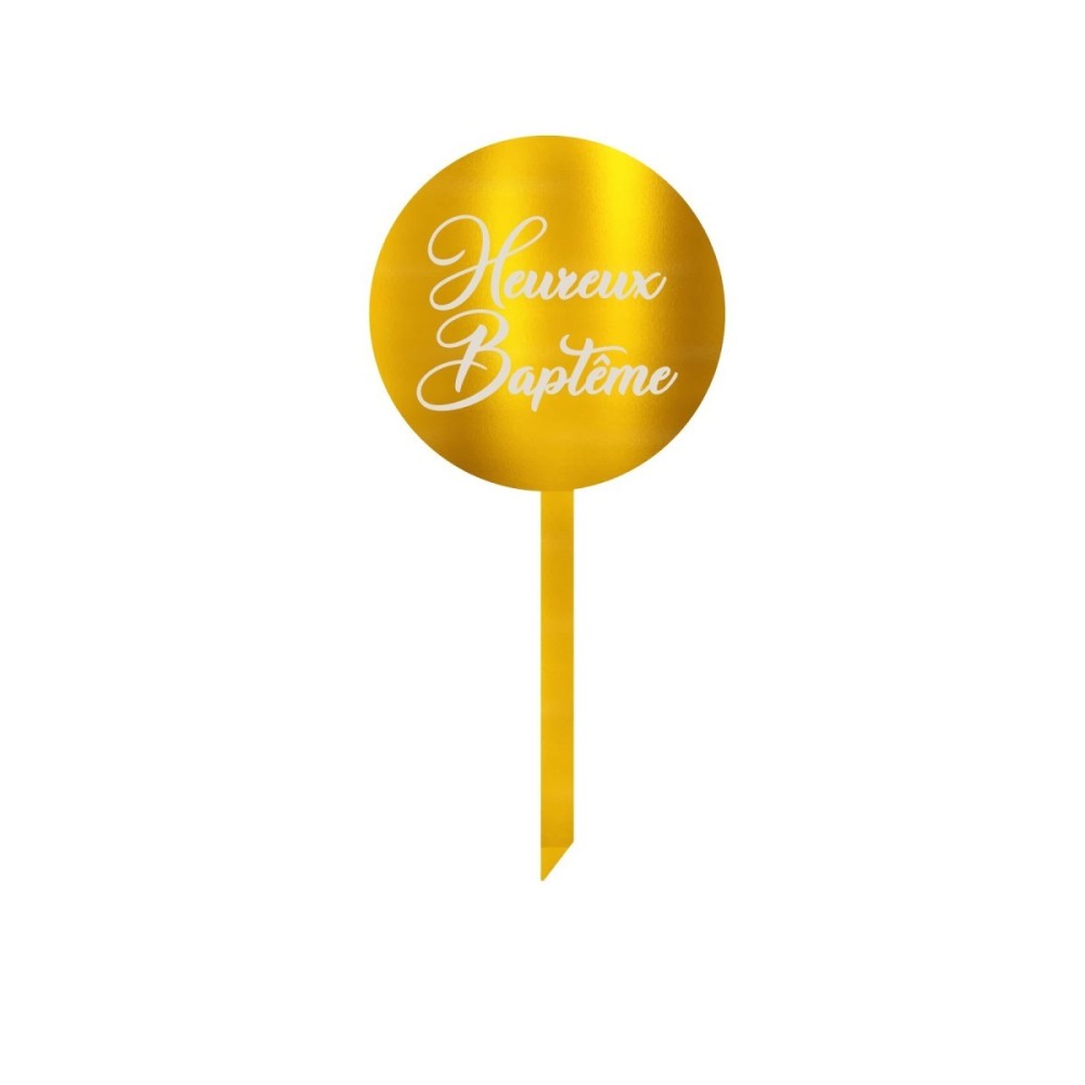 Cake Topper gravé - Heureux Baptême
