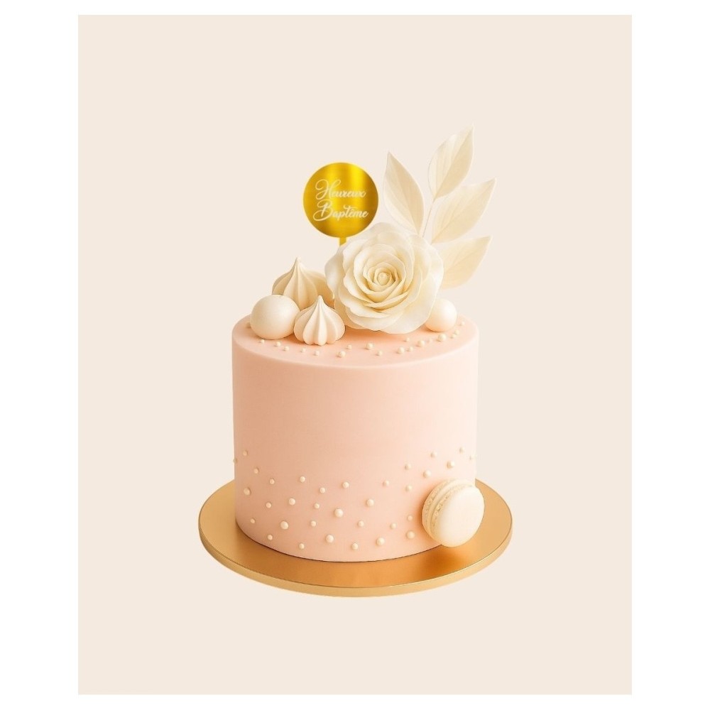 Cake Topper gravé - Heureux Baptême