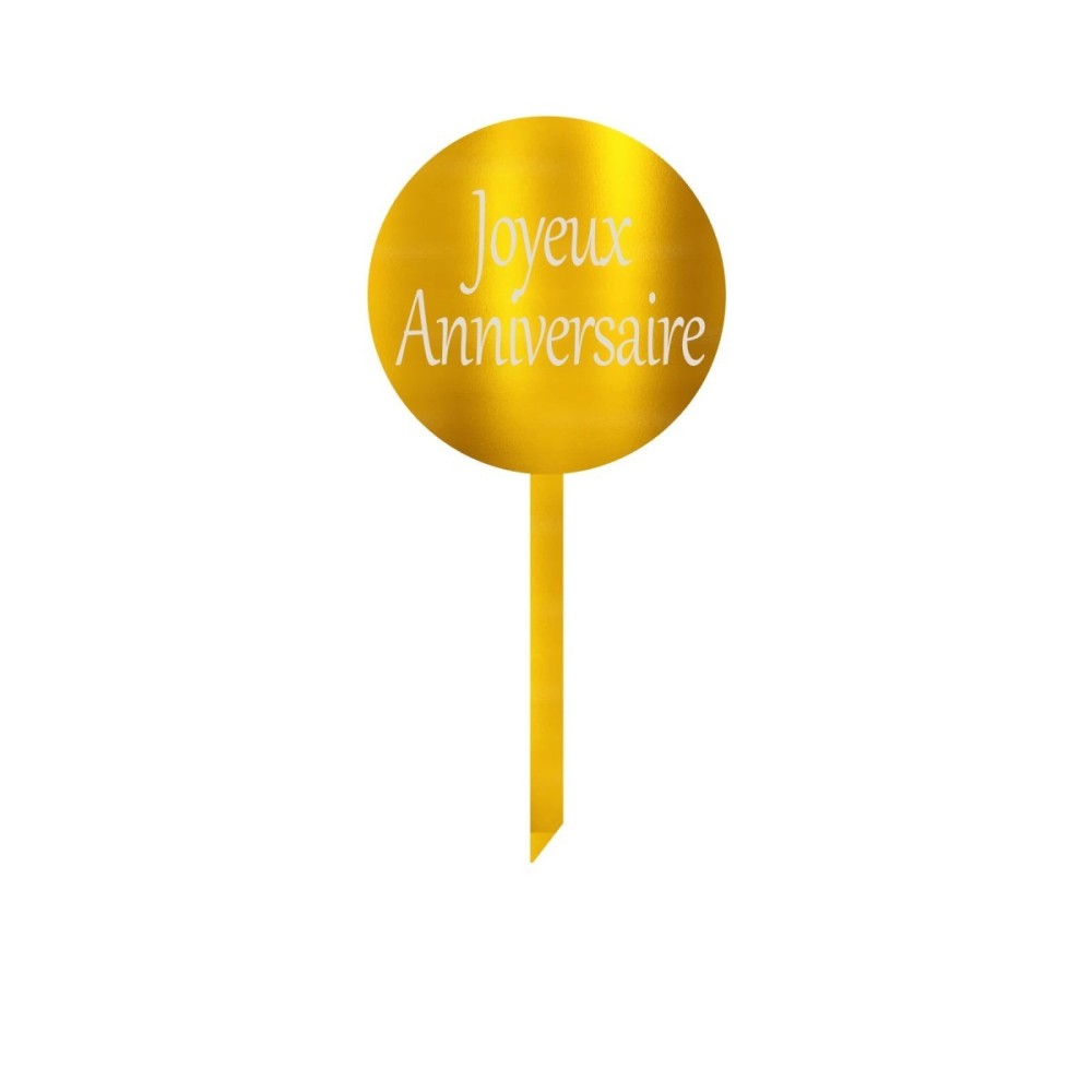 Cake Topper gravé - Joyeux Anniversaire