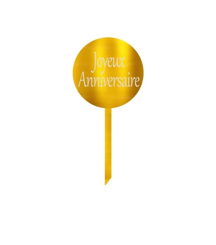Cake Topper gravé - Joyeux Anniversaire