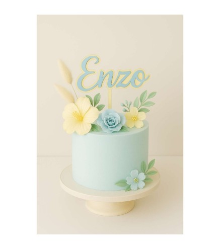 Cake Topper - Prénom - Doublure Pastel